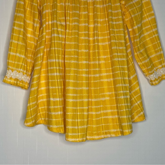 Falls Creek Kids Yellow Plaid Dress White Lace Peasant Cotton Dress size 3T - Picture 4 of 12